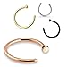 BodyJ4You 4PC Nose Ring Hoop Stud 20G 8mm Multicolor Steel Lip Piercing Women Girl Value Pack