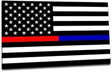 Dual Line American Flag Sticker - 4 x 6.5 Inches