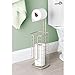 mDesign Steel Metal Free Standing Toilet Paper Holder with Storage for Bathroom, Floor Stand Holder 3 Toilet Tissue Roll Dispenser for Master Bath, Powder Room, Omni Ultra Collection, Satin