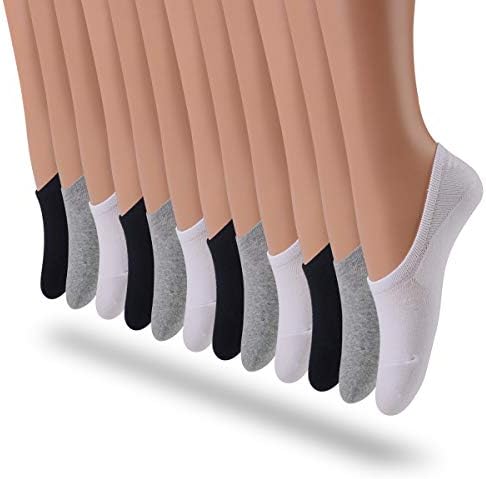 LAISOR Cotton No Show Sock Women’s invisible Non Slip Flat Boat Liner Socks (Pack of 3-12)