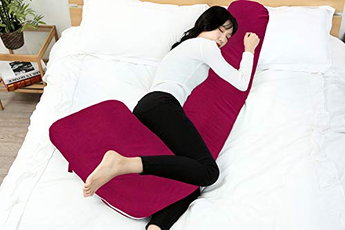 AngQi Pregnancy Body Pillow with Jersey Cover, L Shaped Full Body Pillow for Pregnant Women - Thumbnail 3