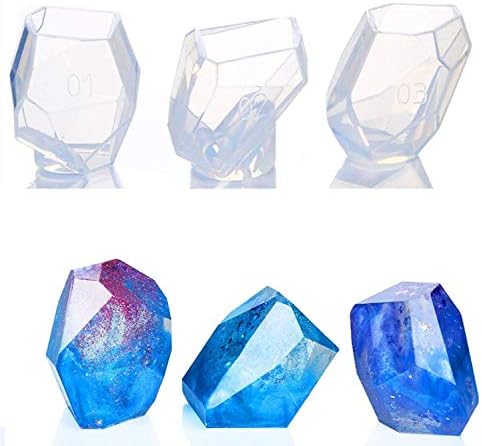 Diyclan 3 Clear Large Polymer Clay, Crafting, Resin Epoxy Multi-Faceted Diamond Stone DIY Spherical Silicone Transparent Round Mold Tool Mould for Jewelry Making