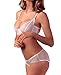 Ruzishun Women's Push Up Bra See-through Lace Underwear Set (White, 34B)