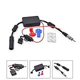 Bingfu Universal Car Stereo FM AM Radio Antenna Signal Booster Amplifier Amp,12V Power Supply Motorola DIN Plug Connector Adapter for Vehicle Truck SUV Car Audio Radio Stereo Media Head Unit Receiver