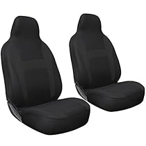 OxGord 2pc Integrated Flat Cloth Bucket Seat Covers - Universal Fit for Car, Truck, Van, SUV - Black