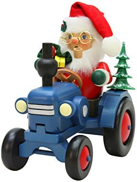 Alexander Taron 1-910 Christian Ulbricht Incense Burner - Santa on Tractor - 7.75" H x 5" W x 7" D, Blue