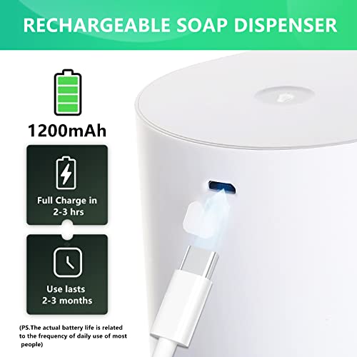 Automatic Foaming Soap Dispenser,Touchless and Rechargeable Countertop Soap Dispensers,0.2s