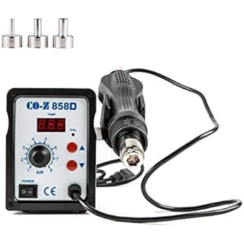 CO-Z 858D Rework Station, LED Display SMD Soldering Rework Station with Hot Air Heat Gun Set, LED Digital Temperature Display Screen Electric Desoldering Welding Iron Kit for Electronics Repairing