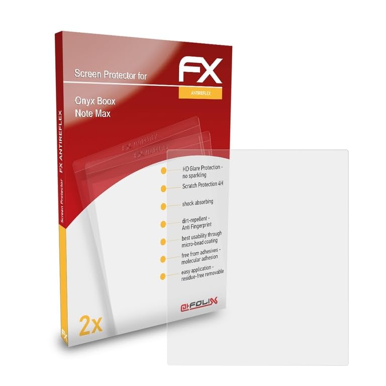 atFoliX Panzerfolie kompatibel mit Onyx Boox Note Max Schutzfolie, entspiegelnde und stoßdämpfende FX Folie (2X)