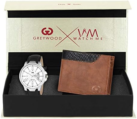 Greywood Men's Tan Leather Wallet & Free Day Date Analog Watch GW-008-DDWM-002p2