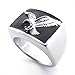 KONOV Men's Stainless Steel Hawk Eagle Ring, Black Silver