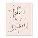 DIGIBUDDHA Follow Your Dreams Rose Gold Foil on Blush Pink Matte Paper Decor Wall Art Print Inspirational Motivational Quote Metallic Poster 8 inches x 10 inches C45