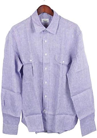 Amazon ジャンネット リネン シャツ ワークシャツ パープル Ag851alp65 メンズ シャツ 通販