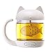 8.5oz Glass Teacup Cute Cat Tea Cup with Fish Filter Creative Cats Tail Coffee Mug Tea Lovely Cup Present for Children Child Christmas 7 Year Old Girl Gifts Classmates Homies Teacher Back to School