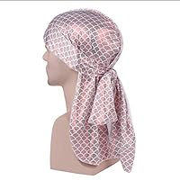 HOBULL Unisex Turban Long Tail Hat Head Scarf Baotou Cap Laser Scales Silk Long Tail Pirate Hat