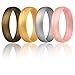 ROQ Silicone Wedding Ring for Women, Set of 4 Affordable Comfort Fit 6mm Love Metallic Silicone Rubber Wedding Bands - Silver, Gold, Rose Gold, Bronze - Size 5