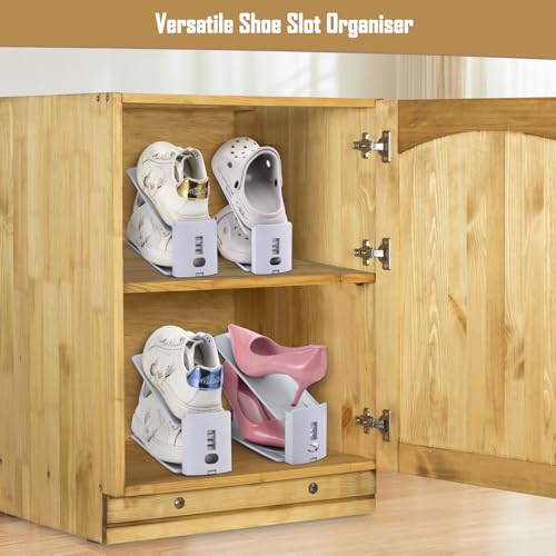Pack of 20 Space-Saving Shoe Racks, Adjustable Shoe Storage with 3 Levels, Non-Slip Shoe Organizer, Shoe Holder for Storage and Display of High Heels, Sports, Flip-Flops