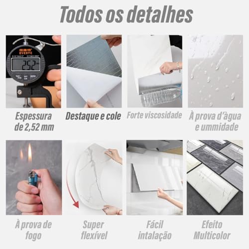 Kit 20 Placas Adesiva Mármore 3d Auto Colante Parede 60x30cm