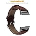 Issmolog for Fitbit Charge 3 Bands, Classic Genuine Leather Wristband Replacement with Stainless Steel Connector Compatible for Fitbit Charge 3 Women Men (Brown)