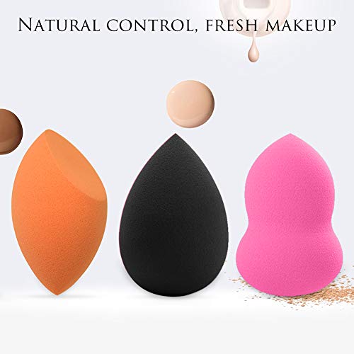 BEAKEY 6 Pcs Makeup Sponge Set Blender Beauty Foundation Blender Sponge, Multi-colored Non-Latex Blending Sponge for Foundation, Professional Beauty Makeup Set for Dry & Wet Use