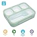 Donxote Lunch Bento Box Leak-Proof Sealing Food Container - 4 Compartments With a Spoon - BPA-free Microwave-Safe Boxes (Green)