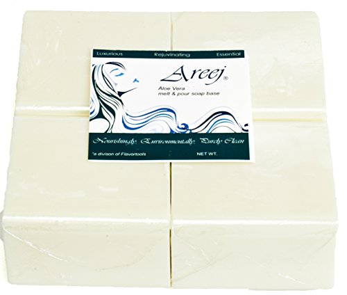 Areej Hypo-Allergenic Biodegradable Aloe Vera Soap Base made with 100% Pure Natural Glycerin - 2 Pounds