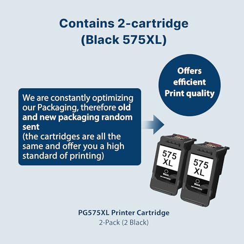 PG575XL 575 Ink Cartridges Replacement for Canon 575XL Black Ink Cartridges | 575XL Black Ink Cartridges Compatible for PIXMA TS3550i TS3551i TR4750i TR4751i TS3751i TS3752i TR4755i TR4756i(2 Black)