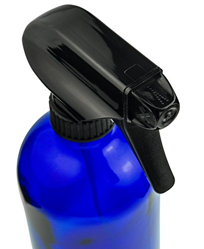 Empty Blue Glass Spray Bottle - 16oz Refillable Container is Perfect for Essential Oils, Cleaning Products, Aromatherapy, and Cooking - Durable Black Trigger Sprayer with Mist and Stream Nozzle - Thumbnail 5