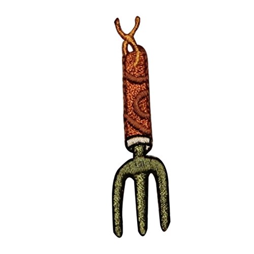 ID 1233A Cultivator Gardening Tool Patch Garden Fork Embroidered Iron On Applique