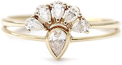 Pear Cut Diamonds Wedding Set, Diamond Cluster Ring, Pear Wedding Ring, Pear Diamond Wedding Ring, Tear Drop Diamond Ring, Pear Cut Diamonds