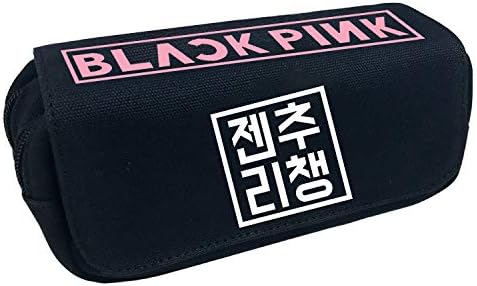 Blackpink Pencil Cases Wild Style Pencil Bag Large Capacity Multi-Function Student Pencil Bag Three-Layer Pencil Case (Color : Black03, Size : 20 X 10 X 7.5cm)