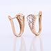GULICX Cubic Zirconia Art Deco Round Pierced Huggie Earrings Hoop Clear Gold Plated Brass