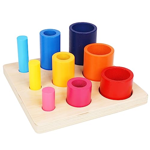 Agirlgle Wooden Cylinder Shape Puzzle Sorter Stacker Block Board