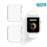 Apple Watch 38mm Case, iXCC 2-Pack New Design Slim Clear PC Hard Screen Protector Case Cover for Apple Watch Series 2 38mm 2016 - Clear