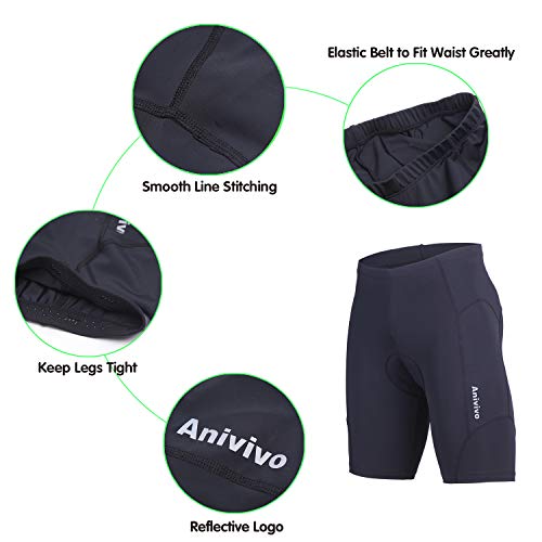 image for ANIVIVO Cycling Shorts Men Padded Gel, Bicycle Riding Shorts with Blac