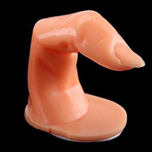 HuangHM 1PCS Mannequin Model Fake Nail Art Practice Training Manicure Finger for Acrylic Gel Coat Wrap Nail Ring Display Holder Decoration Design Accessories Self Adhesive Bottom (with nail tip)