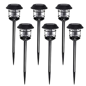 Solar LED Tuinverlichting Set van 6 – Tuinlamp – Zonne-Energie – Buitenlamp – Zwart – Grondpin