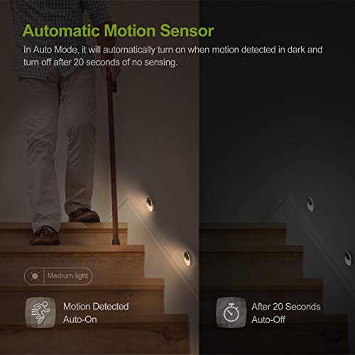image for AUVON Rechargeable Motion Sensor Night Light, Warm White LED Stick-On 