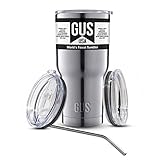 GUS 30 oz Ultra-Tough Double Vacuum Insulated Stainless Steel Travel Tumbler Bundle with 2 Lids and SS Straw (24 Hour Ice Retention)