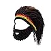 FALETO Funny Knit Beanie Beard Hat Rasta Hat with Dreadlocks Handmade Wig Fancy Halloween Caps,Brown