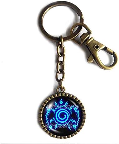 Handmade Cute Gift Poster Photo Symbol Art Naruto Seal Key Chain Key Ring Cute Keyring Car Uzumaki Cosplay Blue