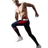 Todaies✈Clearance!2018 Men's Patchwork Low Rise Yoga Leggings Long Sport Pant 4 Colors (M, Navy)
