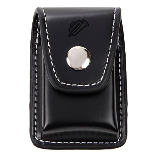 Trumpet Black Leather Lighter Case – Leather Lighter Pouch with Laser Etched Design – Lighter Case with Belt Loop and Easy Snap Closure – Great Gift Idea
