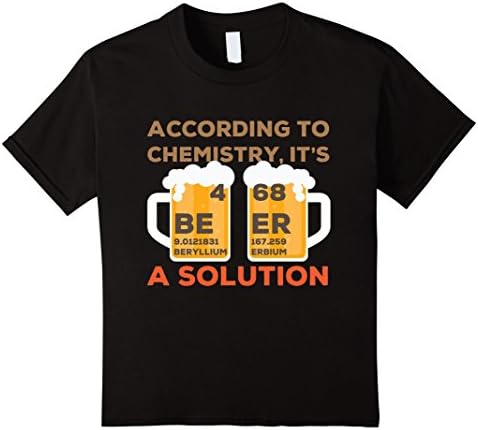 Kids Funny Drinking Beer is a Solution Chemistry T-Shirt 8 Black