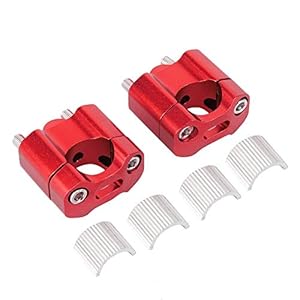 Stuur Riser, Paar 22mm/28mm Motorfiets Stuur Vet Bar Riser Mount Klemmen Adapter CNC Aluminium Legering (rood)