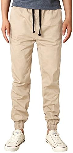 HEMOON Mens Regular Fit Twill Chino Jogger Pants