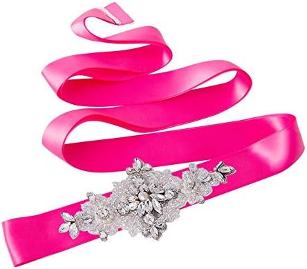 Dreammade Women's Rhinestone Crystal Beaded Bridal Belts Wedding Dress Applique Accessory (Fashia)