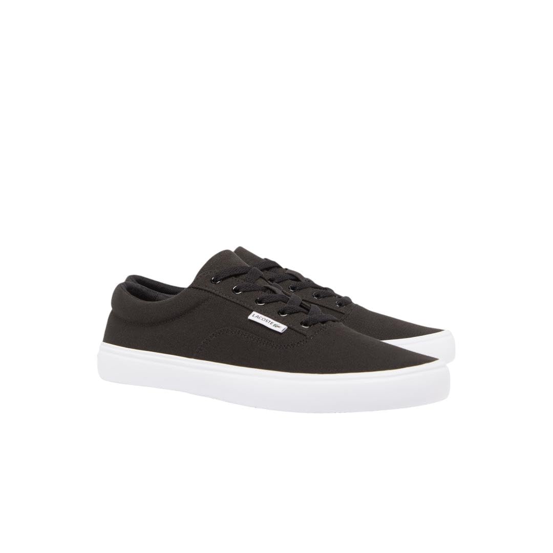 Lacoste Men's Lace Base Sneaker, Black & White, 12.5