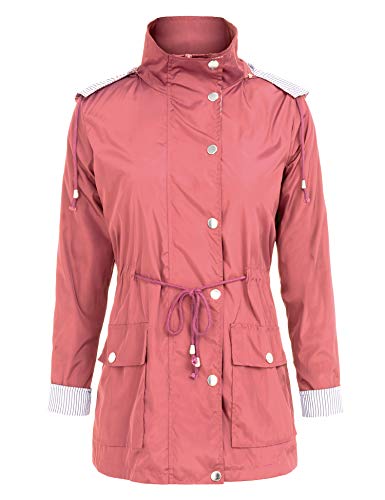 FISOUL Raincoats Waterproof Lightweight Rain Jacket Active Outdoor Hooded Women's Trench Coats Orange