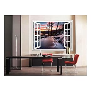 Wall26 Removable Wall Sticker/Wall Mural - Water Falling into a Lake, Lake Tahoe, Sierra Nevada, California, USA | Creative Window View Home Decor/Wall Decor - 24" x 32"